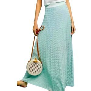 NWT Anthropologie Cecilia Prado Mint Knit Maxi Bohemian Spring Summer Skirt sz M